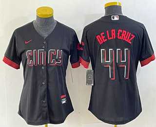 Womens Cincinnati Reds #44 Elly De La Cruz Black 2023 City Connect Cool Base Stitched Baseball Jersey1->mlb womens jerseys->MLB Jersey